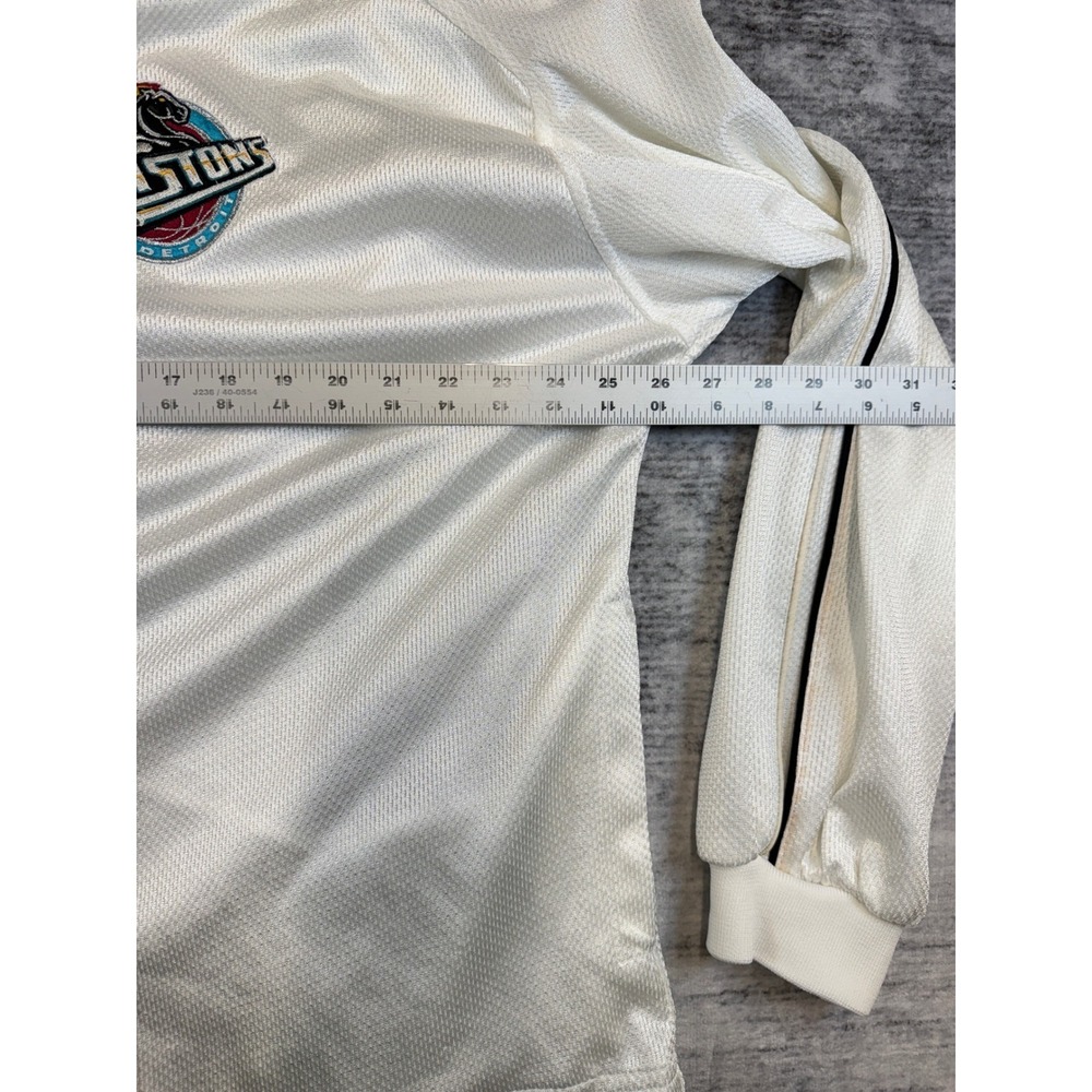Vintage Pro Layer Detroit Pistons NBA Warm Up Jacket Mens Medium White 90s Mesh - Picture 8 of 8